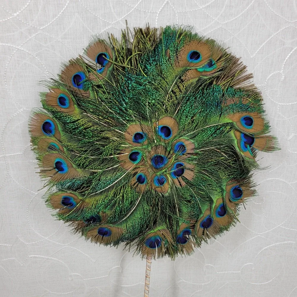 Vintage Peacock Feather Fan 12